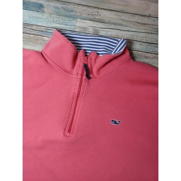 Vineyard Vines Mens Coral Pink 100% Pima Cotton Quarter Zip Pullover XL - Picture 1 of 5